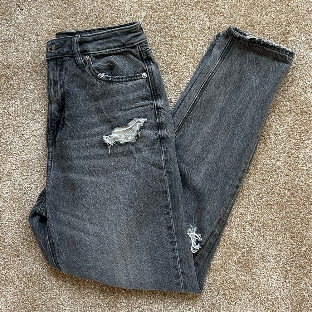 American Eagle Ripped Gray Mom Jeans